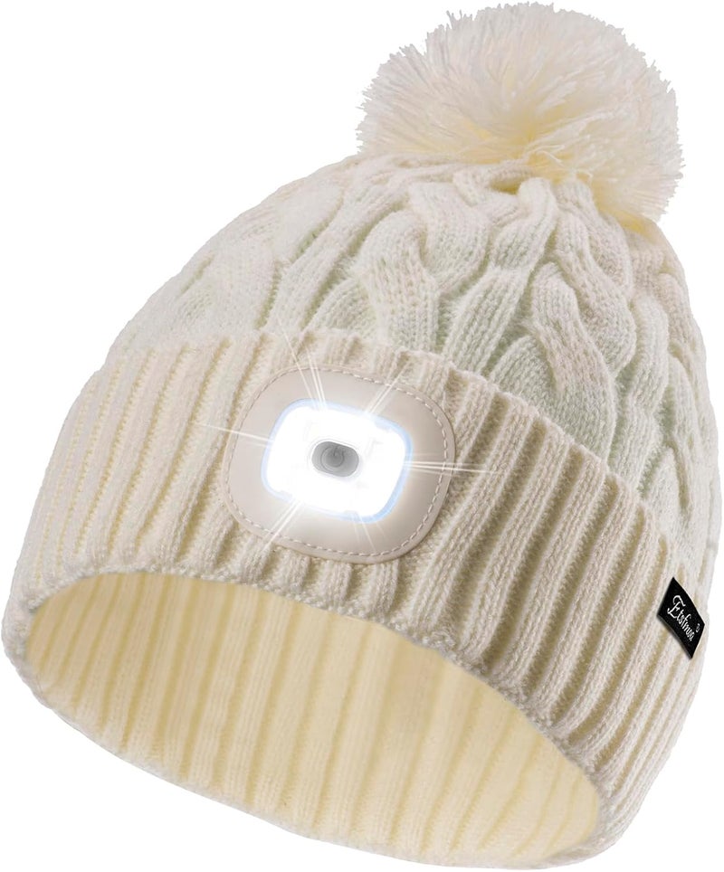 Etsfmoa Store Unisex Winter Beanie with The Light,Gifts for Men and Women,USB Rechargeable Headlamp Hat - Image 1